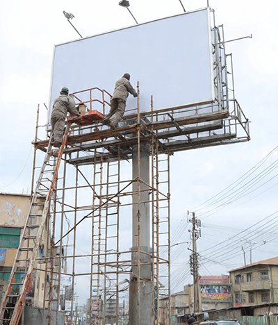 Monopole billboard structure fabrication in Mombasa Kenya