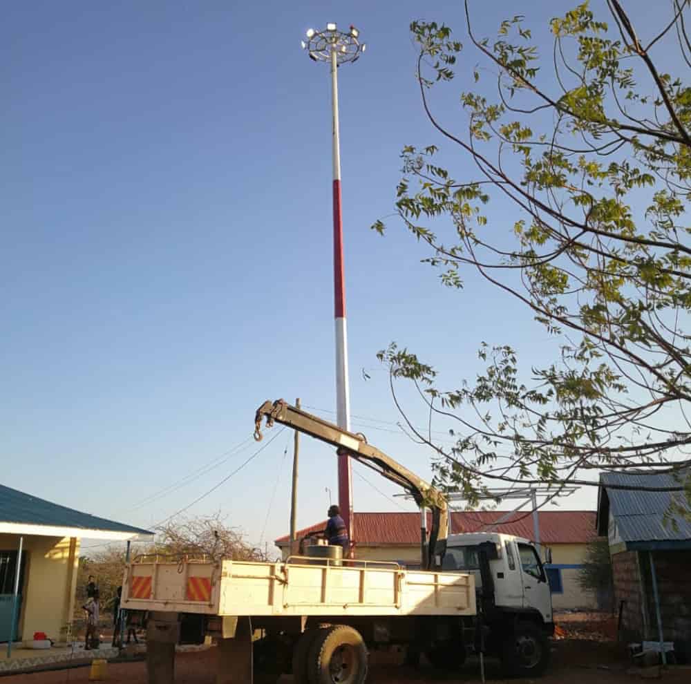 Floodlight masts installation for sports fields Kenya