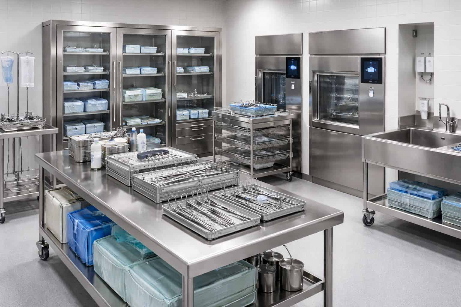 Stainless steel hospital and medical equipment for hygienic clinical environments