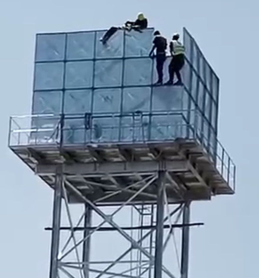 Steel pressed panel tank installation for industrial water storage